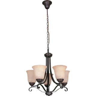 Candeeiro de tecto SARA 5xE27 Alt.Reg.xD.52cm vidro castanho