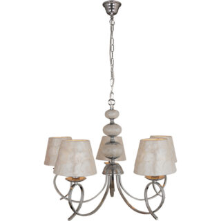 Candeeiro de tecto NACAR 5xE14 Alt.Reg.xD.65cm Madrepérola/Cromado