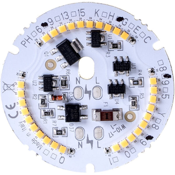 Módulo LED MLED redondo 230VAC 9W 820lm 3000K CRI90 D.4,6cm, com corpo de alumínio