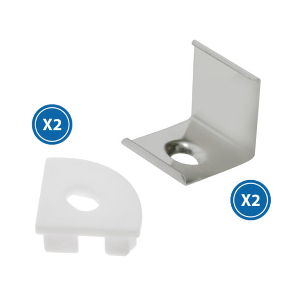 Pack de 2 topos e 2 grampos para perfil LM3715