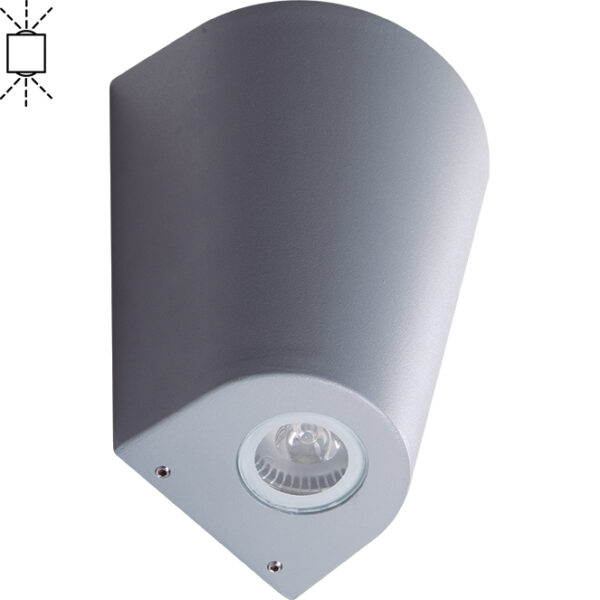 Aplique GANGES IP54 2xGU10 C.12,5xL.9xAlt.15,5cm metal+vidro cinzento
