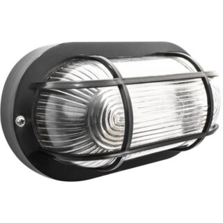 Aplique CAIA grande IP44 1xE27 C.27xL.11xAlt.15,5cm Policarbonato (PC) + Vidro Preto