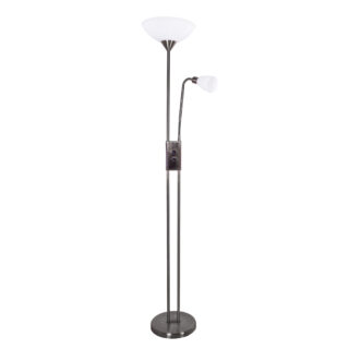 Candeeiro de pé MILANO com braço de leitura 1xE27+1xE14 Alt.178xD.30cm niquel
