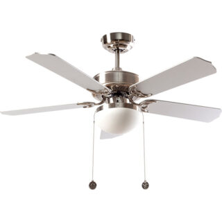 Ventoinha tecto HERACLES 5 palas 2xE27 Alt.40xD.107cm Prata/Faia