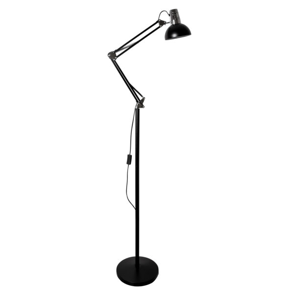 Candeeiro de pé ANTIGONA articulado 1xE27 C.15xL.12,5xAlt.Reg.cm Preto e Cromado