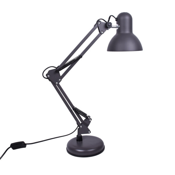 Candeeiro de mesa ANTIGONA articulado 1xE27 C.15,5xAlt.Reg.cm cinzento mate