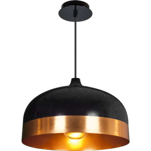 Suspensão EDISON 1xE27 Alt.Reg.xD.33cm Preto/Dourado