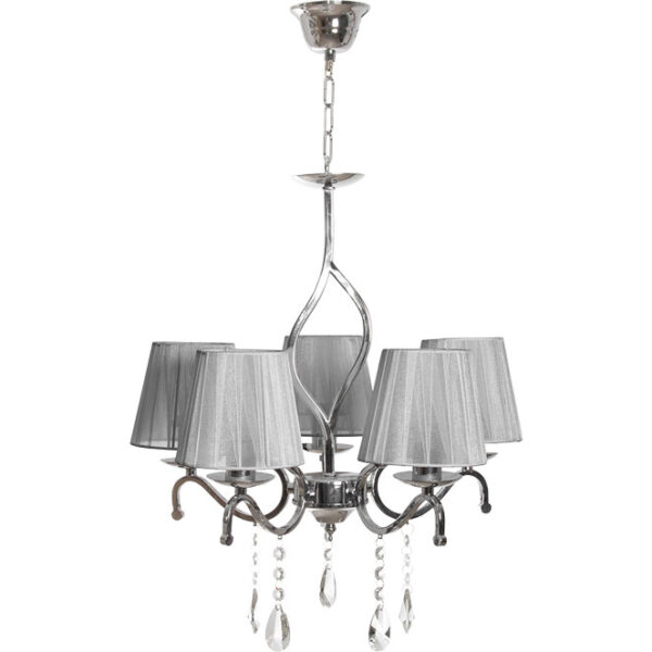 Candeeiro de tecto TENERIFE 5xE14 Alt.Reg.xD.65cm Cinzento/Cromado