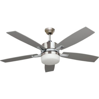 Ventoinha tecto MENFIS 5 palas 2xE27 Alt.46xD.132cm Prata/faia/Níquel