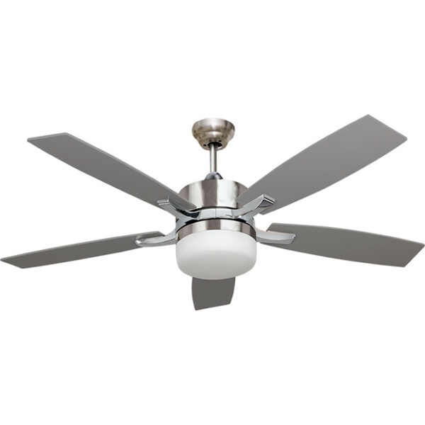 Ventoinha tecto MENFIS 5 palas 2xE27 Alt.46xD.132cm Prata/faia/Níquel
