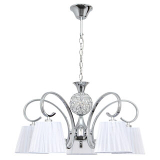 Candeeiro de tecto PANAMA 5xE14 Alt.Reg.xD.60cm Cromado/Branco
