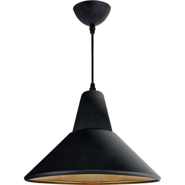 Suspensão GILBERTO 1xE27 Alt.Reg.xD.28cm preto/dourado
