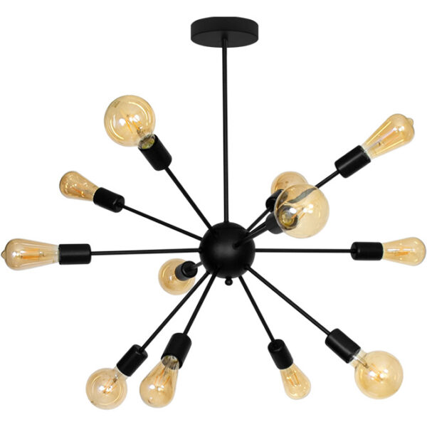 Candeeiro de tecto DOLORES 12xE27 Alt.76xD.71cm preto