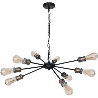 Candeeiro de tecto ARYANA 9xE27 Alt.Reg.xD.65cm preto/oxidado