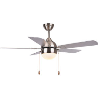 Ventoinha tecto PONTIA 5 palas 1xE27 Alt.42xD.106cm Prata/Faia