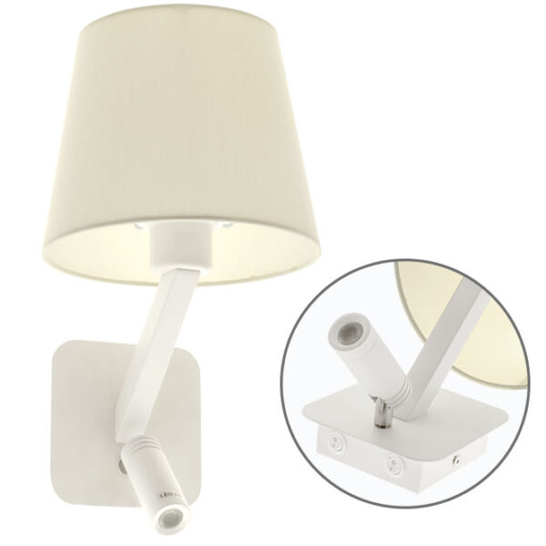 Aplique ABBY 1xE27+1x3W 3200K LED C.20xL.23xAlt.38cm branco