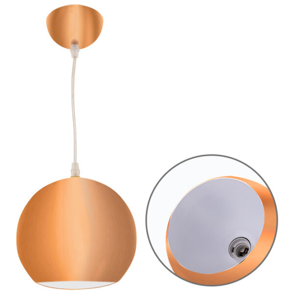 Suspensão GUIDO 1xE27 Alt.Reg.xD.19cm cobre