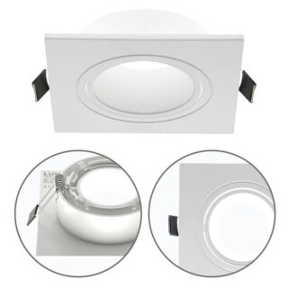 Aro de encastrar ONIRO quadrado C.9,3xL.9,3xAlt.2,9cm policarbonato (PC) branco