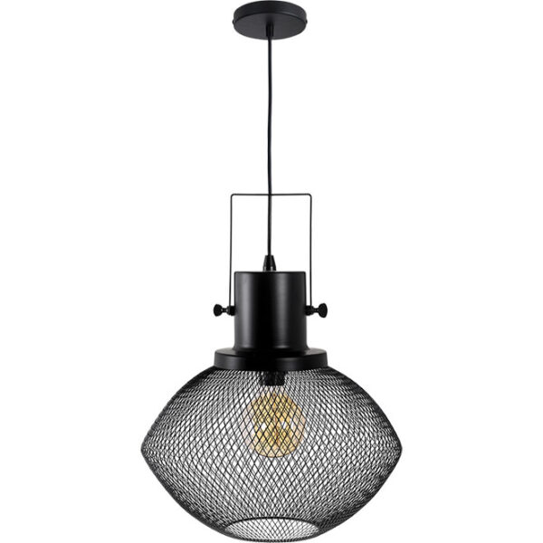 Suspensão LUMIERE 1xE27 Alt.Reg.xD.40cm Preto