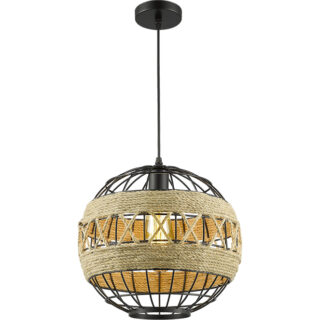 Suspensão SOLANA 1xE27 Alt.Reg.xD.31cm Corda Preto