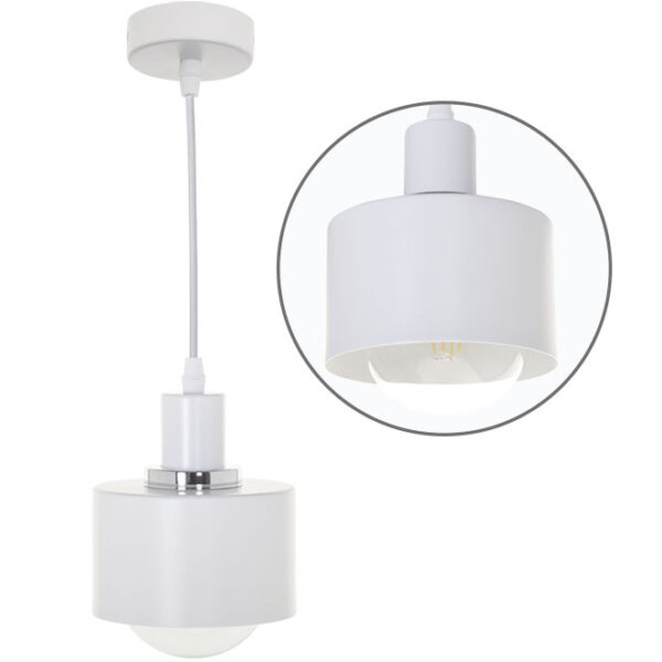 Suspensão NICOLETA 1xE27 Alt.Reg.xD.13cm Branco