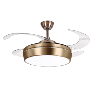 Ventoinha de tecto SIMUN oxidada, 4 palas retráteis, 72W LED 3000|4000|6500K, Alt.35xD.107/50cm