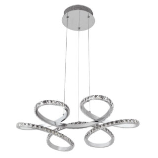 Suspensão DRAGON 1x48W LED 4800lm 4000K Alt.Reg.xD.52cm Cromado com cristais