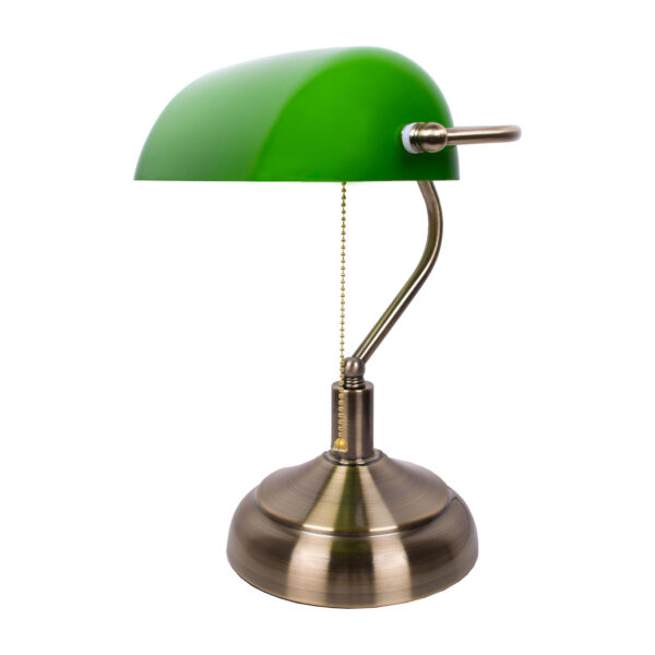 Candeeiro de mesa BANCARIO 1xE27 C.27xL.19xAlt.39cm Oxidado/Verde