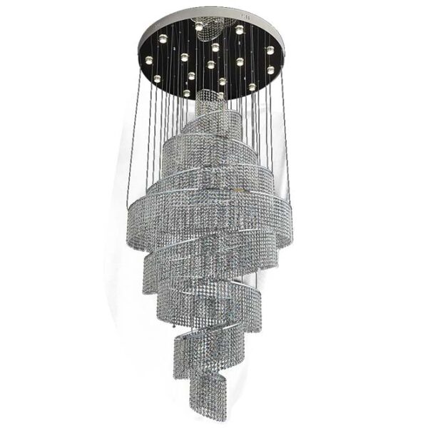 Candeeiro de tecto EVANGELINA 16xGU10 A.250xD.100cm Cristais e chapa niquelada Cromado/Transparente