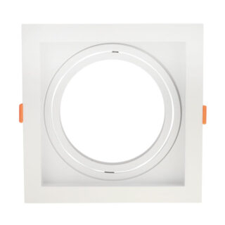 Aro de encastrar KALI quadrado para lâmpada AR111 C.17xL.17xAlt.4,3cm em PC branco
