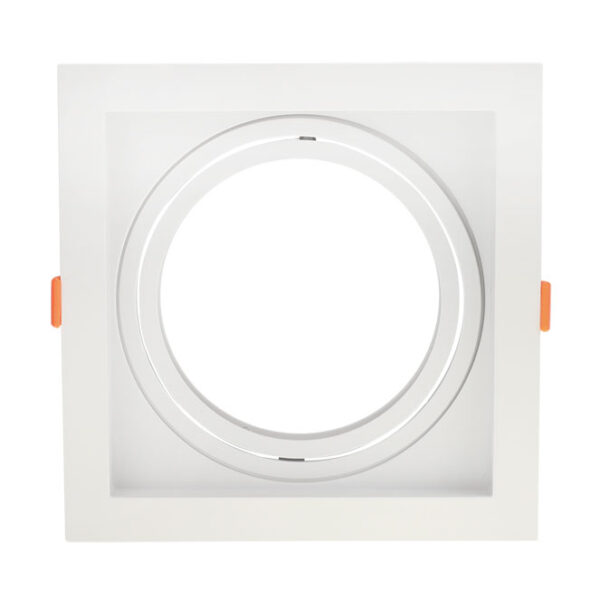 Aro de encastrar KALI quadrado para lâmpada AR111 C.17xL.17xAlt.4,3cm em PC branco