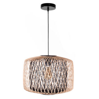 Suspensão BAMBOO D.39cm 1xE27 em bambu de cor preta e natural