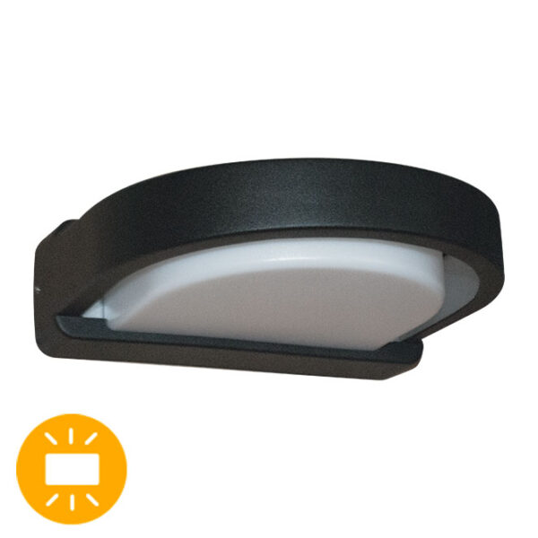 Aplique SABOR. IP54 1xE27 C.27xL.25xAlt.8cm alumínio+plástico preto/branco