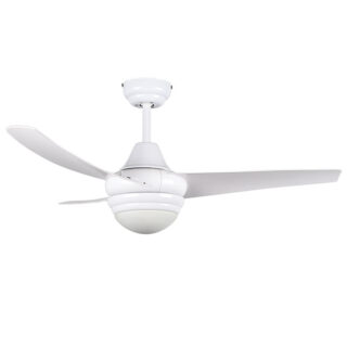 Ventoinha de tecto MOLAN branca, 3 palas, 16W LED 4000K, Alt.41xD.132cm