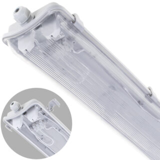 Armadura estanque LINESTRA IP65 2xG13 T8 LED 120cm C.127xL.10,2xAlt.7cm cinzento