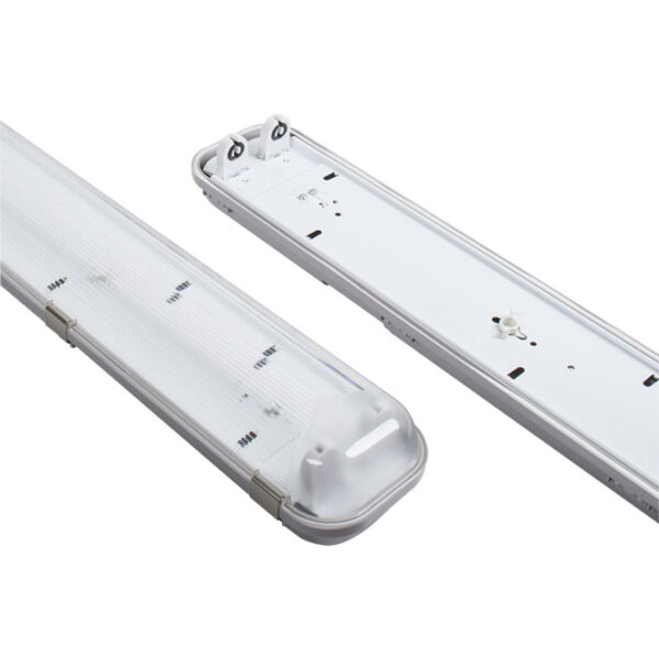 Armadura estanque LINESTRA lig.dupla IP65 2xG13 T8 LED 150cm C.157xL.10,2xAlt.7cm cinzento