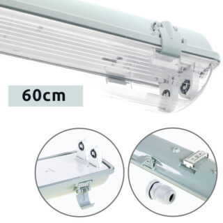 Armadura estanque LINESTA IP65 2xG13 T8 LED 60cm C.65,6xL.11,5xAlt.9,0cm cinzento