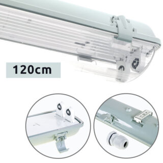 Armadura estanque LINESTA IP65 2xG13 T8 LED 120cm C.126xL.11,5xAlt.9,0cm cinzento