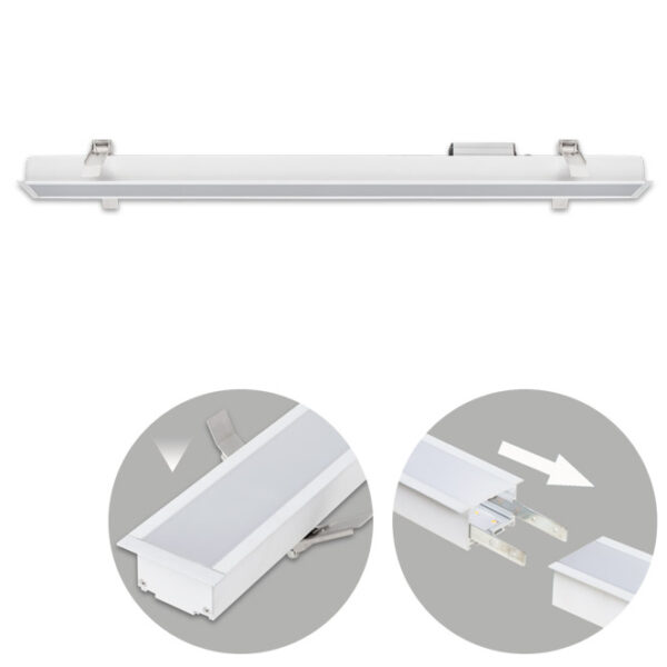 Barra de encastrar LINEX B2 120cm 1x40W LED 3200lm 3000K 110° C.121,5xL.6,5xAlt.3,5cm branco