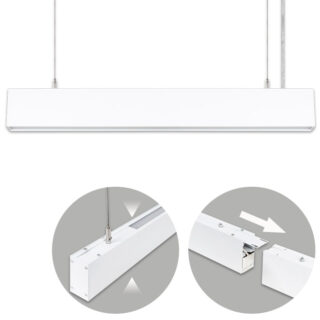 Barra suspensa LINEX B2 60cm 1x20W LED+1x8W LED 1600lm 3000K 110° C.57xL.4xAlt.Reg.cm branco