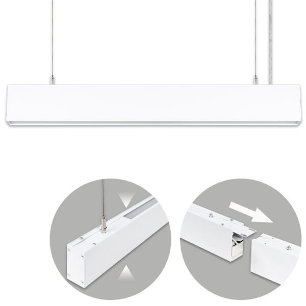 Barra suspensa LINEX B2 60cm 1x20W LED+1x8W LED 1600lm 3000K 110° C.57xL.4xAlt.Reg.cm branco