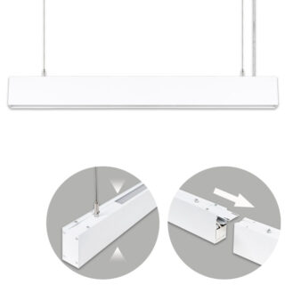 Barra suspensa LINEX B2 120cm 1x40W LED+1x16W LED 3200lm 3000K 110° C.118xL.4xAlt.Reg.cm Branco
