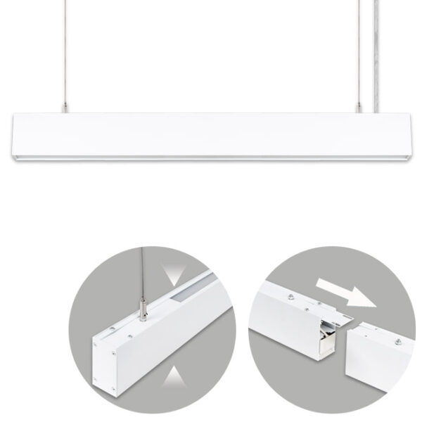Barra suspensa LINEX B2 120cm 1x40W LED+1x16W LED 3200lm 4000K 110° C.118xL.4xAlt.Reg.cm branco