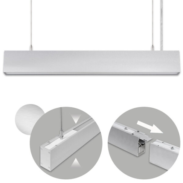 Barra suspensa LINEX B2 60cm 1x20W LED+1x8W LED 1600lm 4000K 110° C.57xL.4xAlt.Reg.cm alumínio