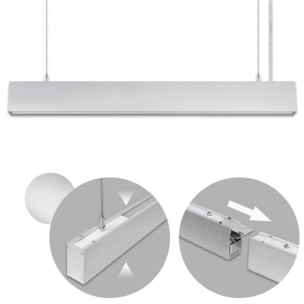Barra suspensa LINEX B2 120cm 1x40W LED+1x16W LED 3200lm 4000K 110° C.118xL.4xAlt.Reg.cm alumínio