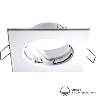 Aro de encastrar INTECA quadrado fixo com terra C.8xL.8xAlt.2,2cm branco