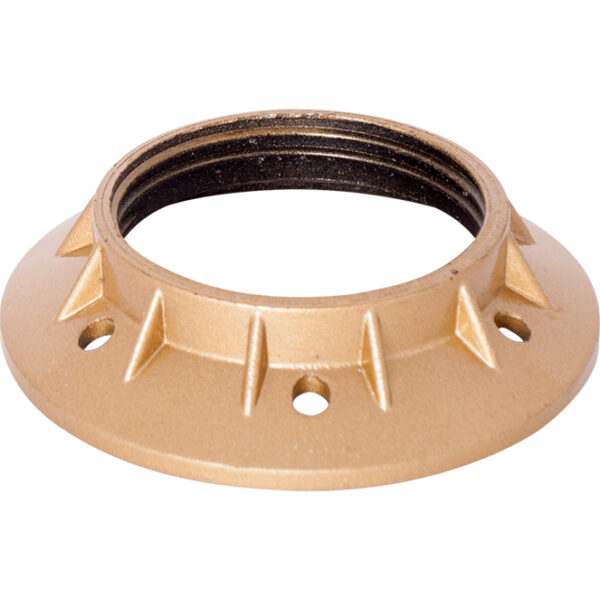Anilha de abat-jour dourada para suporte E27 roscado Alt.15mm D.65mm, em baquelite
