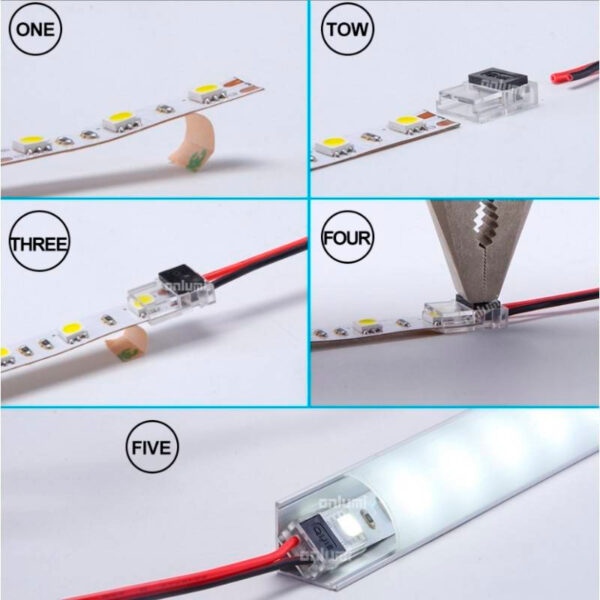 Conector UltraMini para Fita 8MM 12V/24V monocromático para cabo de 2 fios - Image 3