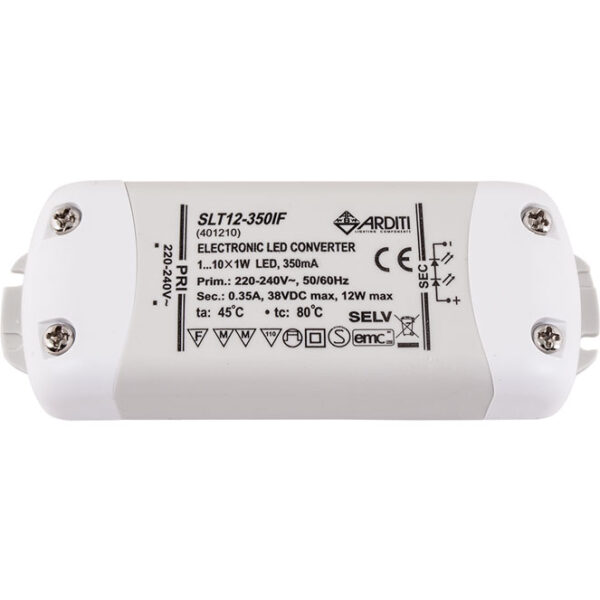 Transformador de corrente constante AC/DC 350mA (Driver) 1...10x1W, em plástico