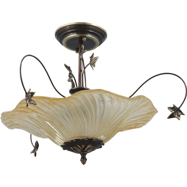 Plafond PERUGGIA 3xE14 Alt.40xD.55cm vidro oxidado